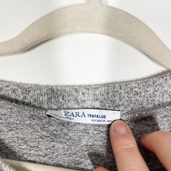 Zara Trafaluc Pearl Studded Sweater Womens Gray 3/4 Sleeve Soft Knit Size Medium - Picture 3 of 7